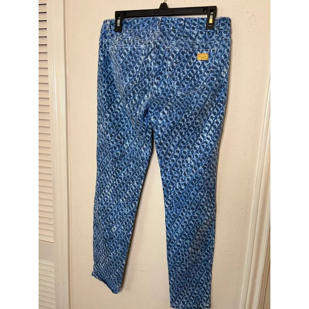 Michael Khors Pattern Denim BlueJeans Skinny Sz 2 #Retro Glam #Chic